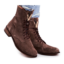 Botas femininas Nicole Couro Nubuck Cappuccino 2593 marrom