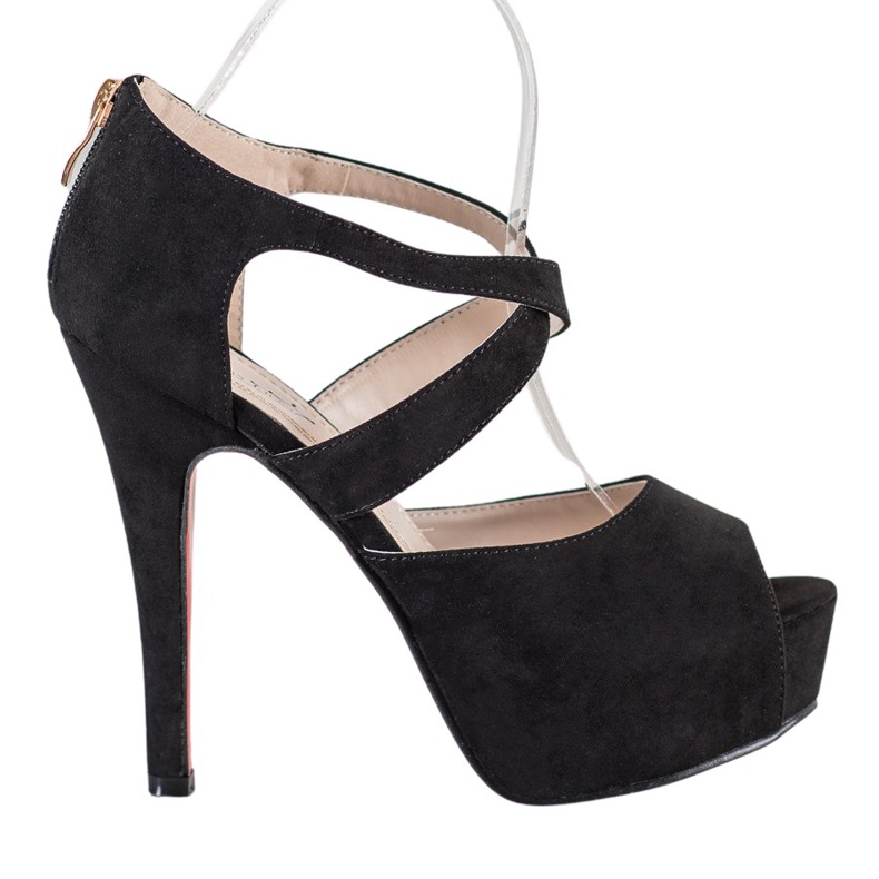 Queentina Bombas de dedo aberto na plataforma preto