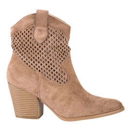Erynn Botas de cowboy bege com bordados
