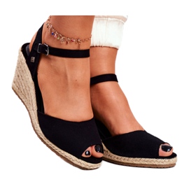 Sandálias das mulheres em uma cunha trançada Big Star preto DD274A209