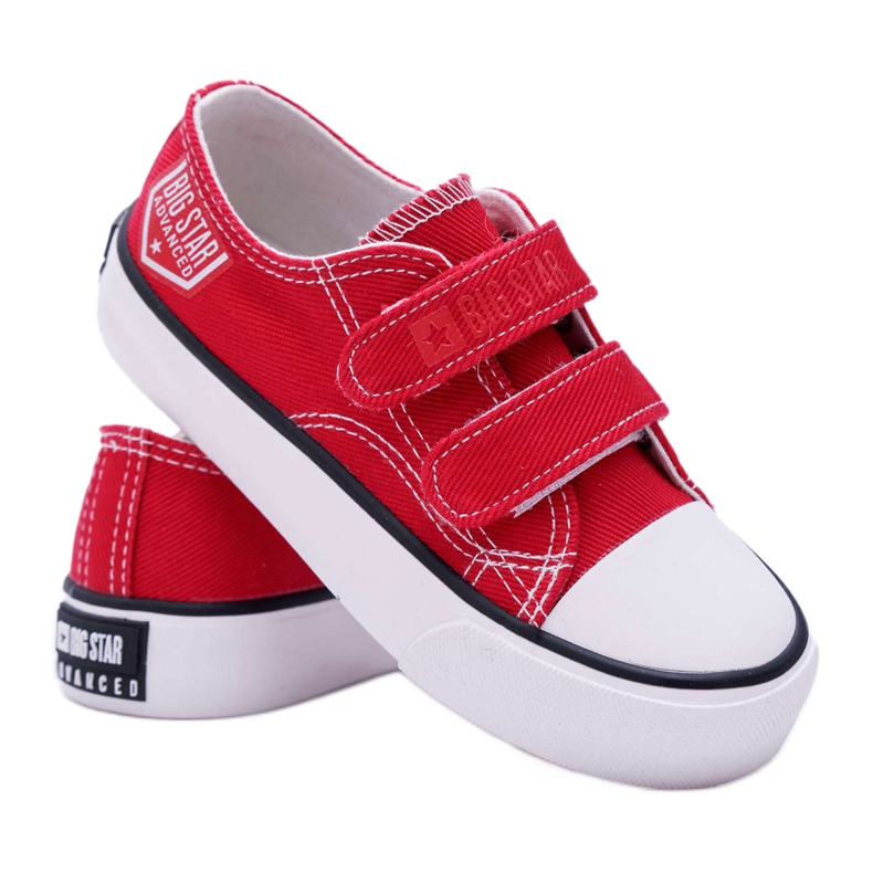 Big Star Tênis infantil estrela grande com velcro vermelho FF374063 branco Big Star Tênis infantil estrela grande com velcro vermelho FF374063 branco