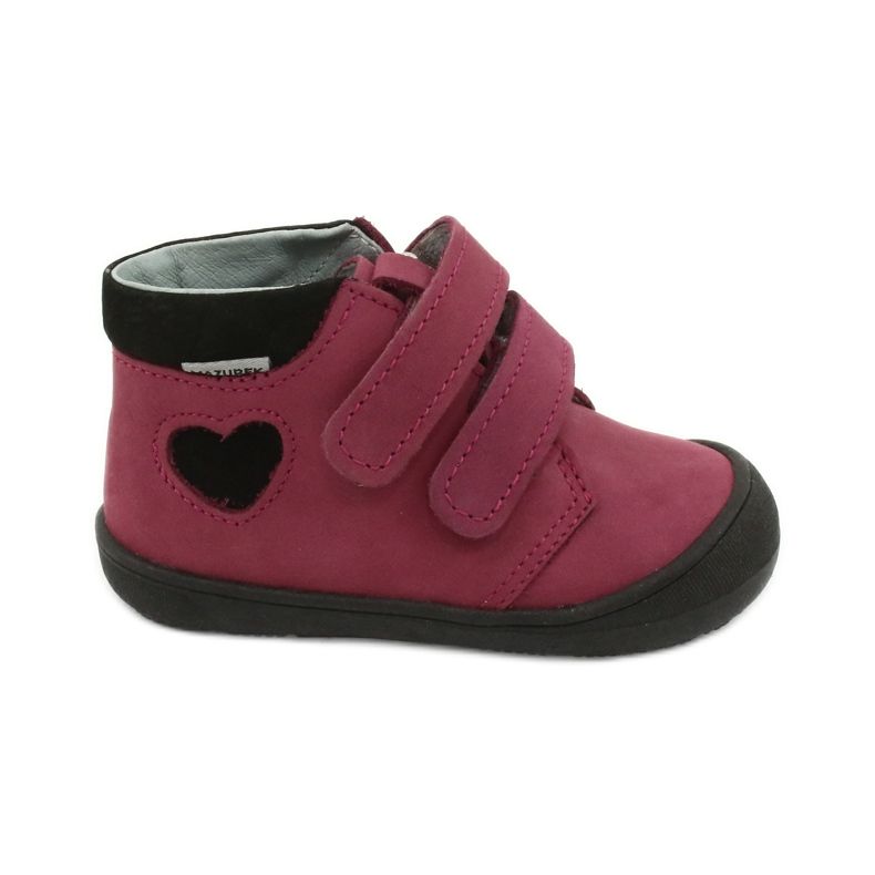 Sapatos de velcro coração Mazurek 1341 clarete / preto vermelho