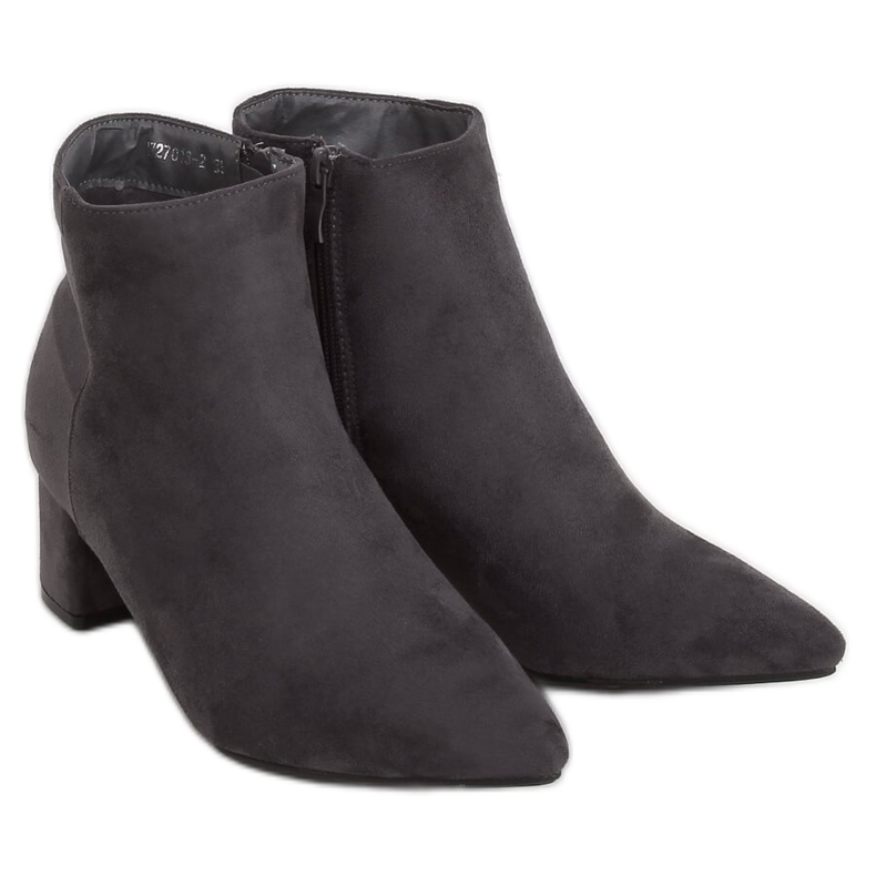 Botas de salto baixo cinza W27016 cinza