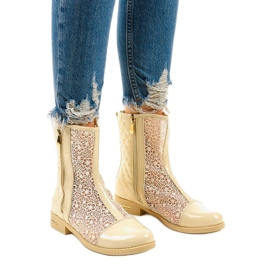 Botas rasas bege com aberturas X362-2