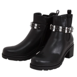 Botas decoradas com pedras pretas CH19176 Preto