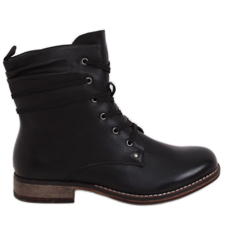 Botas pretas botas pretas com cordões PG08 Preto Botas pretas botas pretas com cordões PG08 Preto
