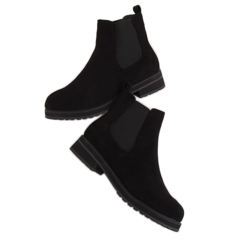 Botas pretas Chelsea para mulheres pretas F-3799 pretas preto