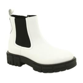 Caprice Botas pintadas para mulheres brancas de couro 9-25461-27 122 branco