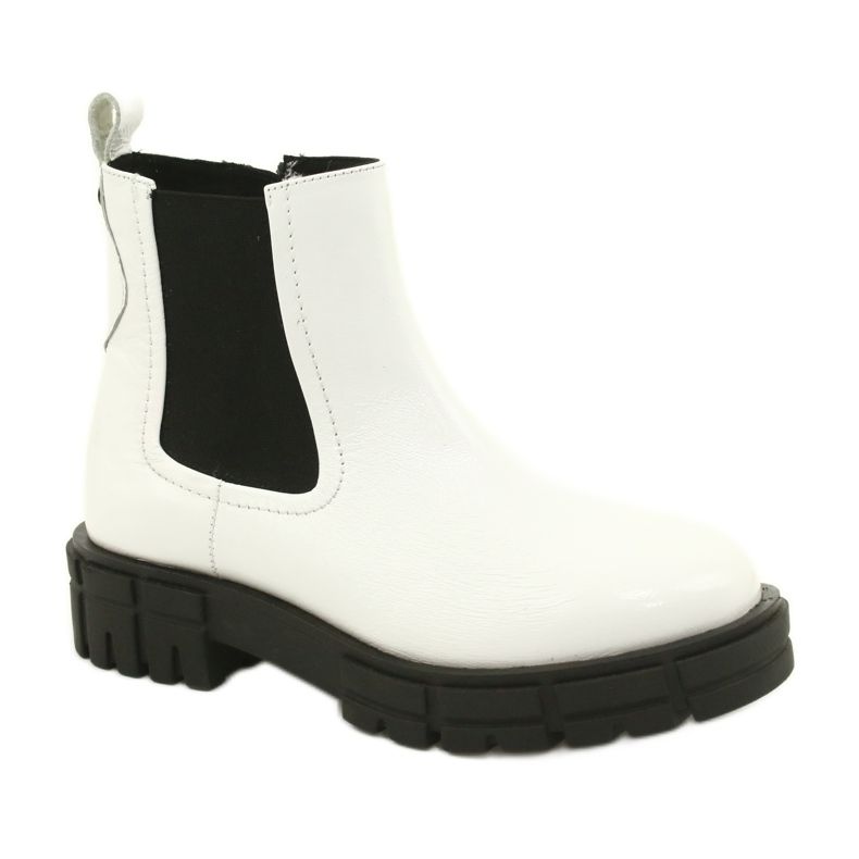 Caprice Botas pintadas para mulheres brancas de couro 9-25461-27 122 branco