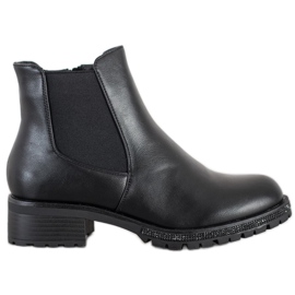 SHELOVET Botas Chelsea com cristais preto