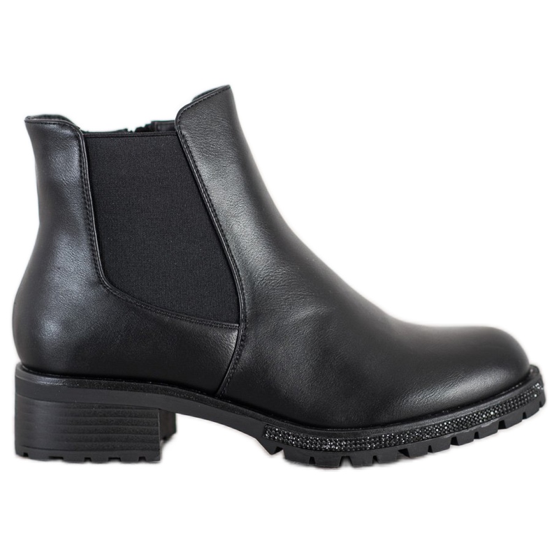 SHELOVET Botas Chelsea com cristais preto