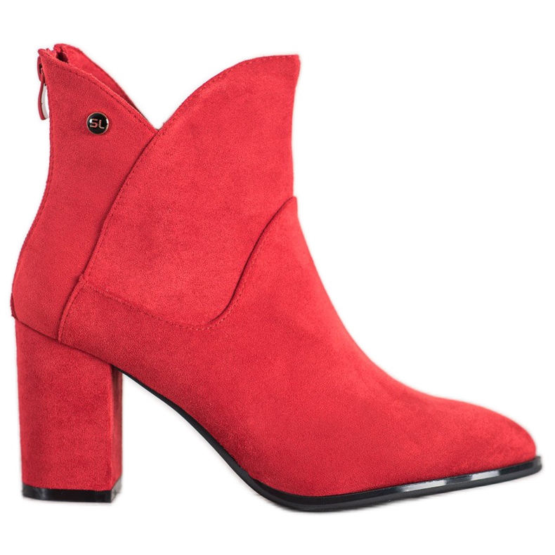 SHELOVET Botas de camurça de salto alto vermelho