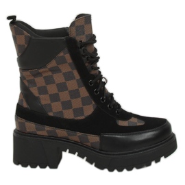 Botas pretas com cordões de trabalho NS169P Preto castanho