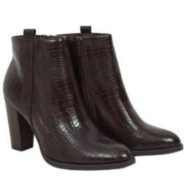 Couro de cobra marrom de salto alto UK10 marrom castanho