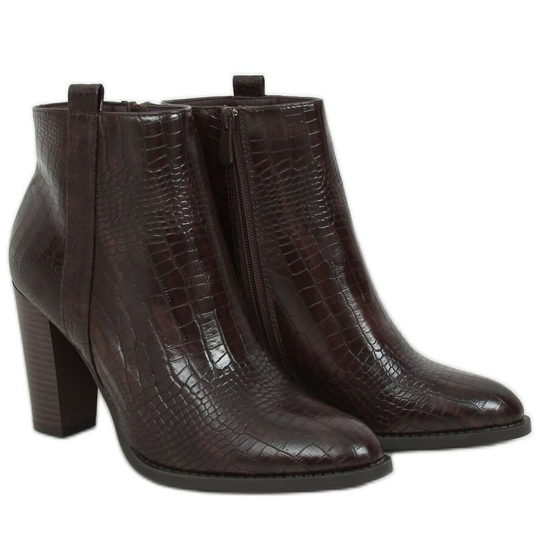 Couro de cobra marrom de salto alto UK10 marrom castanho