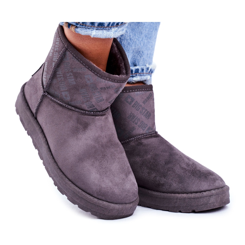Botas femininas cinza quentes para neve Big Star GG274558
