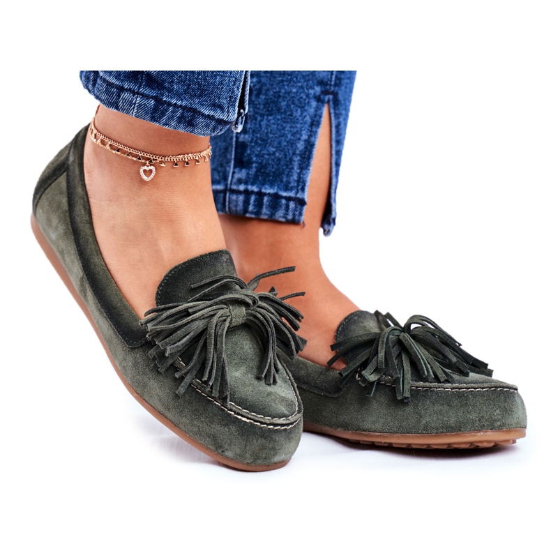 Mocassim feminino Maciejka Couro Olive 04830-24 verde