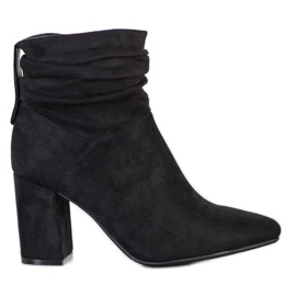 SHELOVET Botas de camurça de salto alto preto