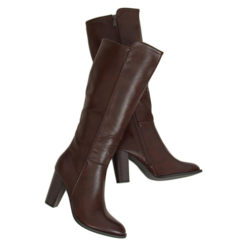 Botas de salto alto marrom UK03P Brown castanho