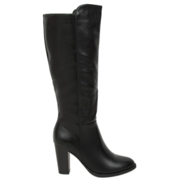 Botas pretas de salto alto UK03P pretas preto