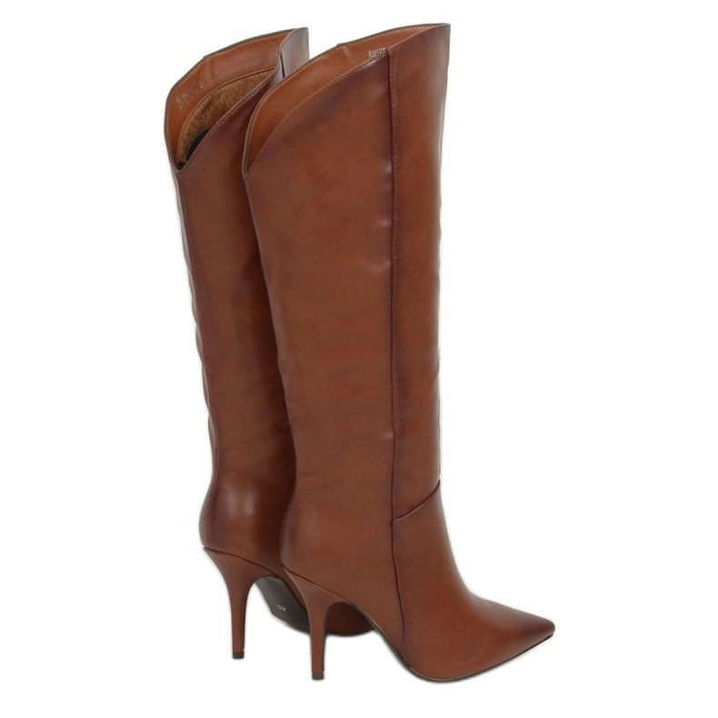 Botas marrons RB57P camelo marrom com salto agulha castanho Botas marrons RB57P camelo marrom com salto agulha castanho