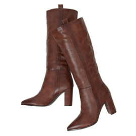 Botas em camelo de salto estável RB49P Camel marrom