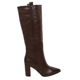 Botas marrons com salto estável RB49P Marrom castanho