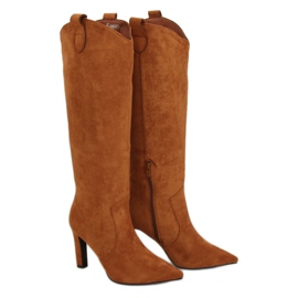 Botas camelo de salto alto RB72P Camel marrom