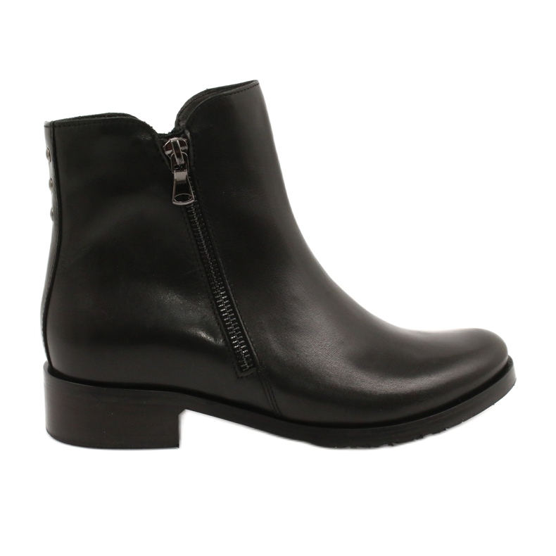 Arka Botas pretas de couro feminino para um zíper 2881 preto