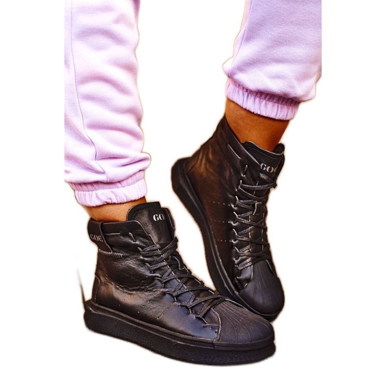 Calçados esportivos femininos em couro GOE preto GG2N3050