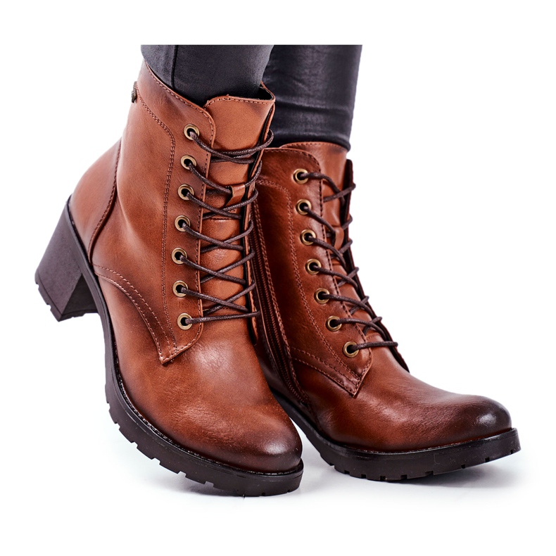 Vinceza Botas femininas em fibra marrom de salto alto castanho