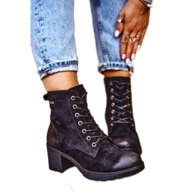 Vinceza Botas quentes femininas pretas no salto com vertigem preto