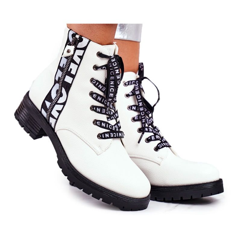 Vinceza Botas Femininas Branco Verso preto