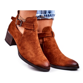 Vinceza Botas femininas de salto alto com recortes Camel Sicília marrom