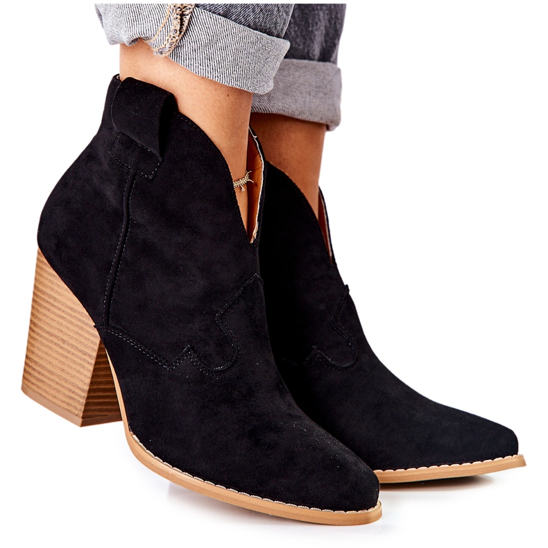 MSMG Botas de salto feminino Meronet Preto