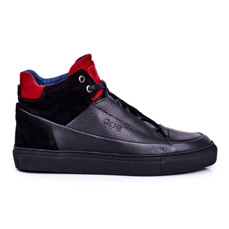 GOE Calçados esportivos masculinos de couro preto GG1N3114 vermelho