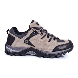 Sapatos de trekking masculino Big Star Outdoor GG174281 bege preto cinza