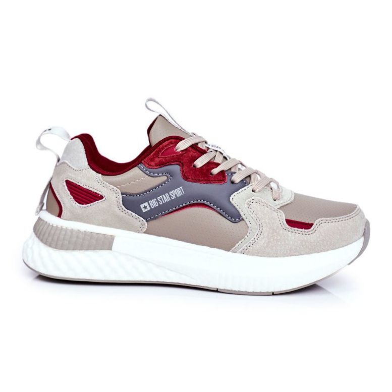 Sapatas esportivas masculinas Big Star Gray-Claret GG174463 bege vermelho cinza