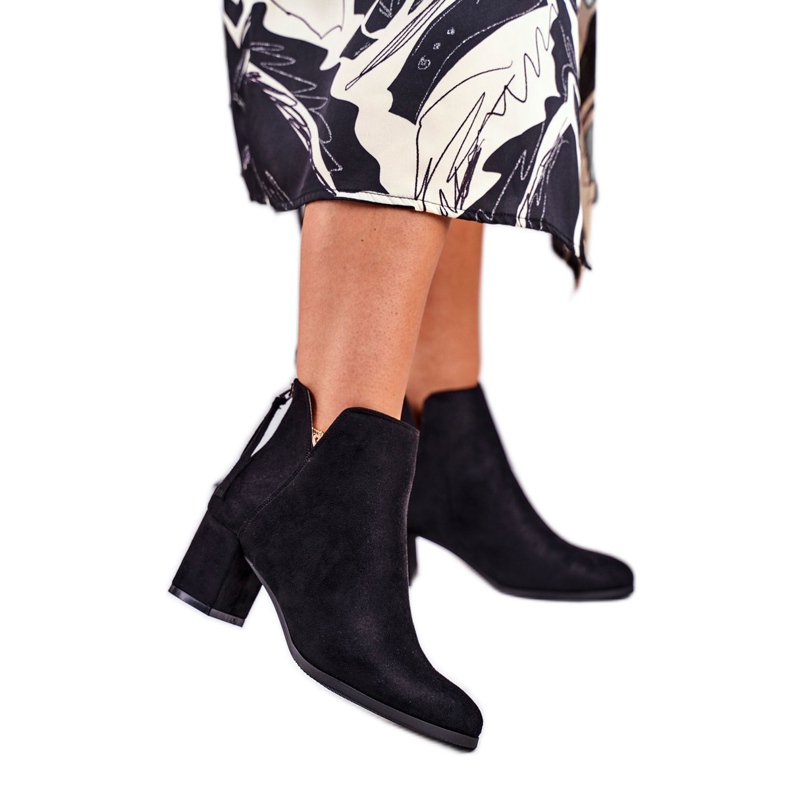 Vinceza Botas de salto feminino camurça preta Mimosa preto