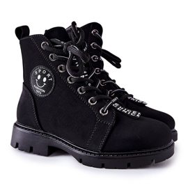 Vinceza Botas infantis Workers Black Mini Aspen preto