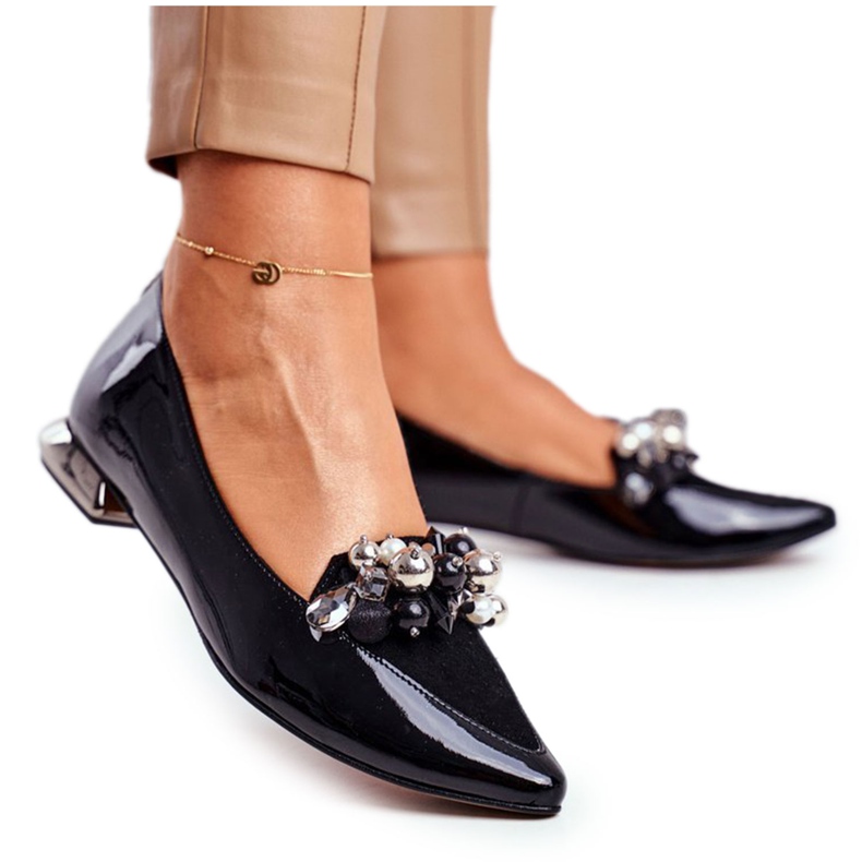 Bailarinas femininas Laura Messi Couro Preto 2157