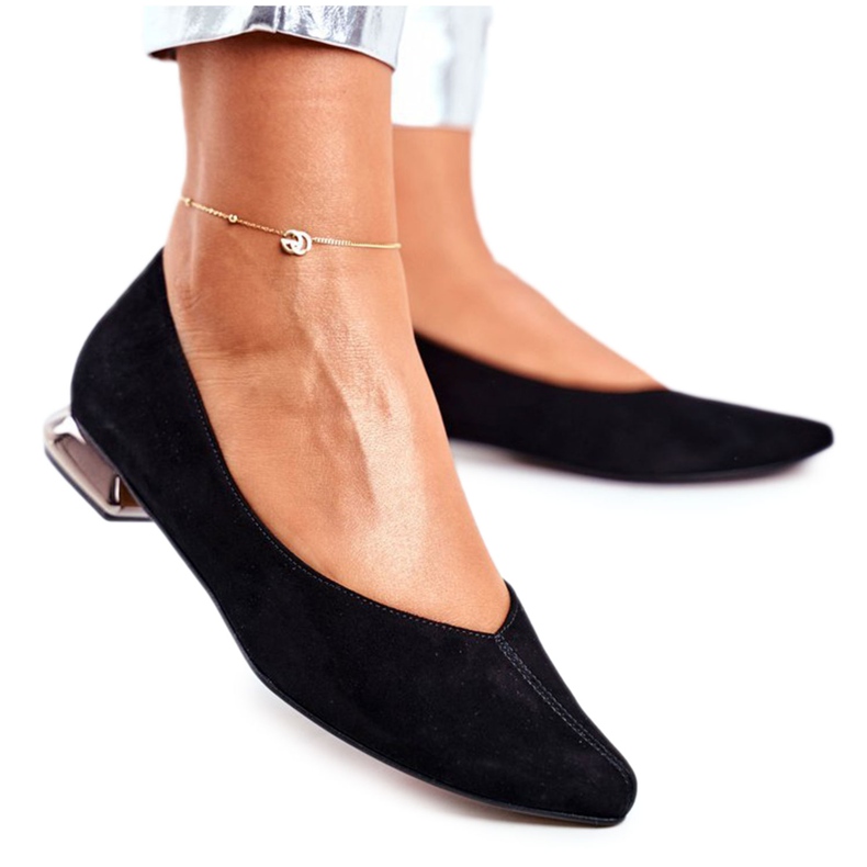 Bailarinas femininas Laura Messi Couro Preto 2149