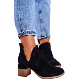 MSMG Botas femininas com corte de salto preto Mini Meliori MSMG Botas femininas com corte de salto preto Mini Meliori