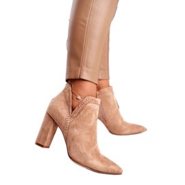 MSMG Botas femininas em salto alto caqui bimmer cáqui