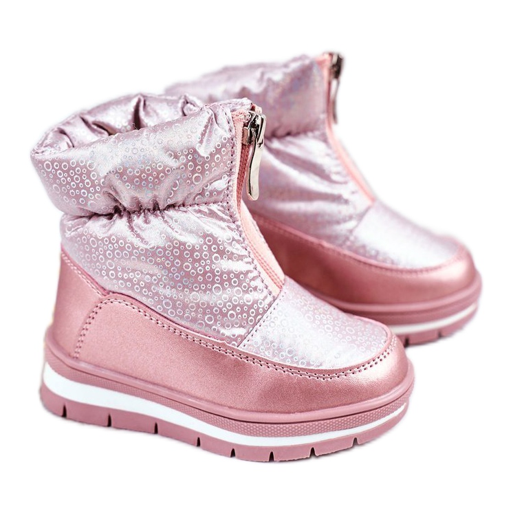 WEESTEP Botas de neve infantis aquecidas com bolhas de lã rosa WEESTEP Botas de neve infantis aquecidas com bolhas de lã rosa