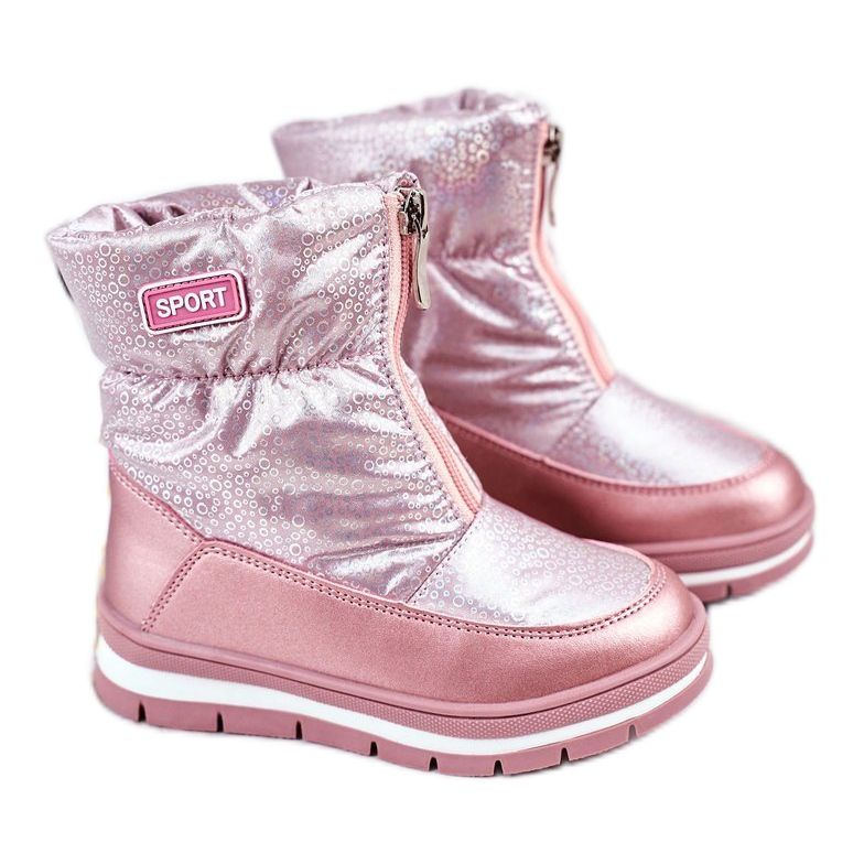 WEESTEP Botas de neve infantis aquecidas com bolhas de lã rosa