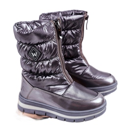 WEESTEP Botas de neve infantis aquecidas com lã cinza escuro