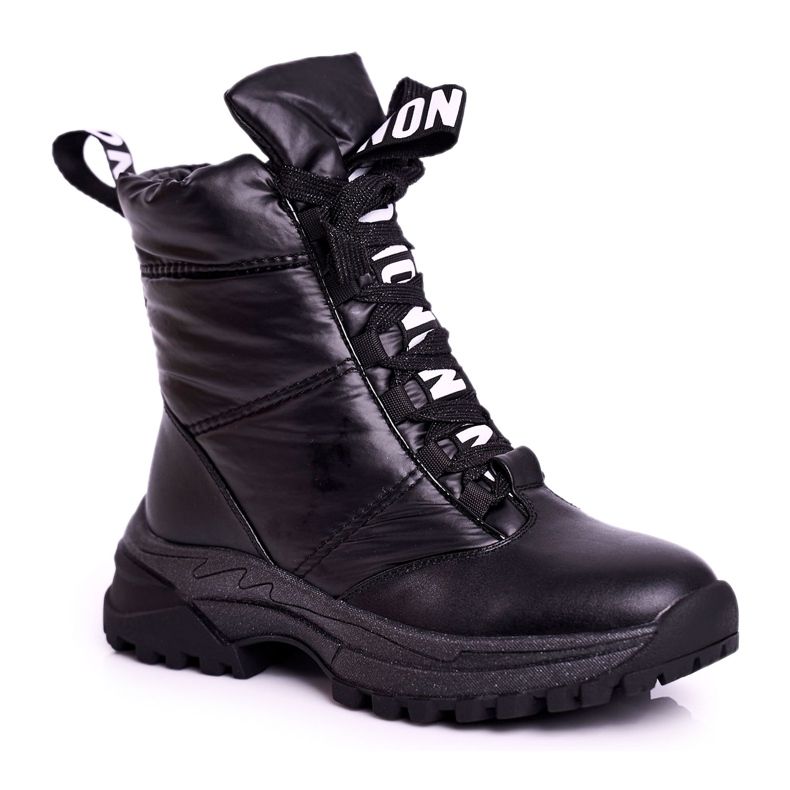 Apawwa Botas de neve com isolamento de pele para crianças pretas Grantes preto