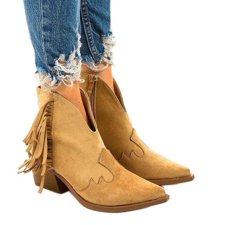 Botas de camurça bege das botas de cowboy Joesler