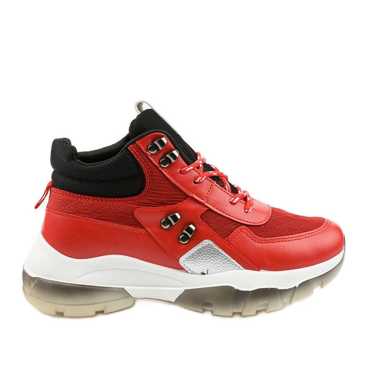 Tênis esportivos da moda vermelhos feitos de couro ecológico Donatella preto